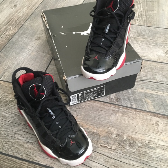 Nike Youth Jordans 6 Rings Size 5 black/red/white - Picture 4 of 11